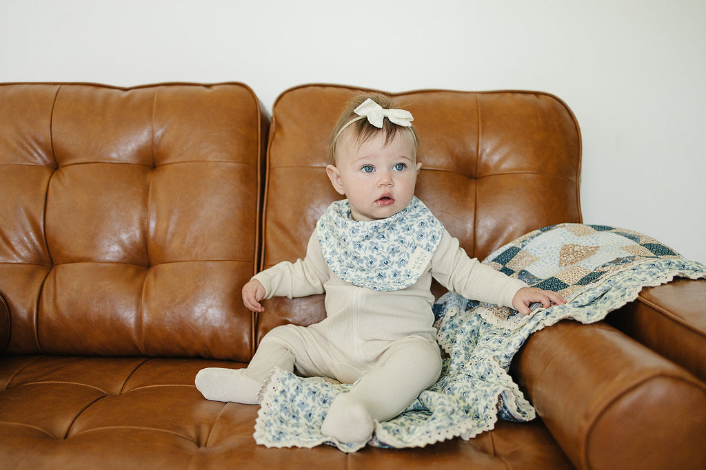 Blue Blossom Classic Muslin Bib