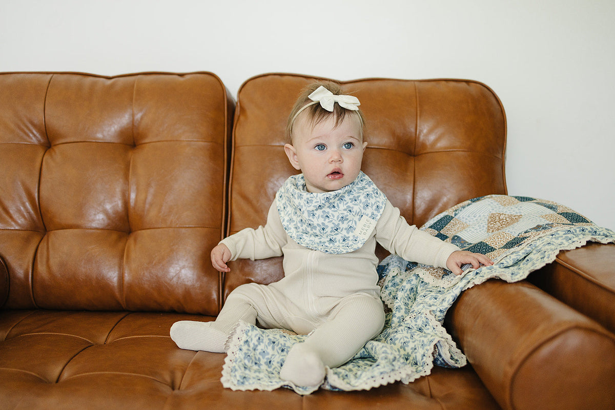 Blue Blossom Classic Muslin Bib